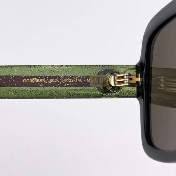 GUCCI WEB GG0036SN 002 Sunglasses Black Green Red Square Wome - Picture 14 of 15